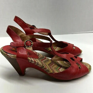 Miz Mooz Red Leather Slingback Heels
